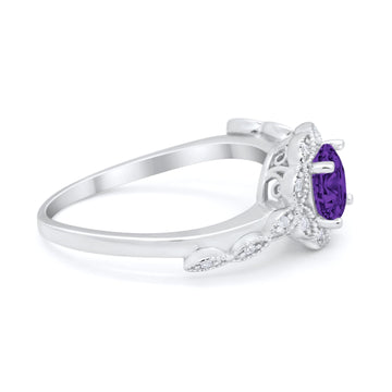 Art Deco Wedding Ring Simulated Amethyst CZ 925 Sterling Silver